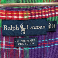 Ralph Lauren ラルフローレン RL WORKSHIRT チェック ワーク ネルシャツ パープル×グリーン sizeM 瑞穂店