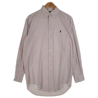 Ralph Lauren ラルフローレン YARMOUTH ボタンダウンチェックシャツ コットンピンポイントオックスフォード ホワイト オレンジ Size 15 福生店
