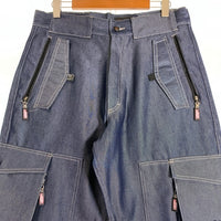 00's Johnny Blaze ジョニーブレイズ Method man メソッドマン WU-TANG CLAN ウータンクラン 光沢 ダブルニー デニム カーゴ パンツ グレー Size W34 福生店
