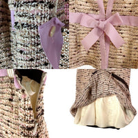 M'S GRACY エムズグレイシー ツィード ノーカラージャケット スカート セットアップ ピンクベージュ size38 瑞穂店