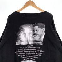 00's~ Barack Obama オバマ プリント クルーネックスウェットトレーナー ブラック SANDY RIVER Size XLT 福生店
