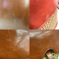 BALLY バリー レザー かごバッグ ストロー バイカラー トートバッグ ブラウン 瑞穂店