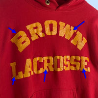 80's Champion チャンピオン BROWN LACROSSE ラバープリント リバースウィーブ プルオーバースウェットパーカー レッド Size S 福生店