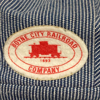 US古着 BOYNE CITY RAILROAD CAMPANY ピンストライプ ワークキャップ ブルー×ホワイト 瑞穂店
