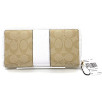 COACH コーチ シグネチャー ラウンドファスナーレザーウォレット PVC ホワイト ベージュ F54630 福生店