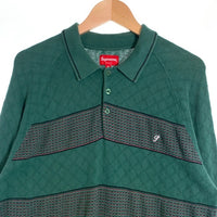 SUPREME シュプリーム 21AW Knit Stripe L/S Polo コットンニット ストライプ ロングスリーブポロシャツ グリーン Size M 福生店