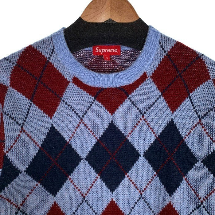 トップスSupreme Argyle Crewneck Sweater M Blue - ニット/セーター