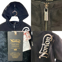 Norton ノートン フェイクスウェード ジップアップパーカー ブラック 裏ボア 243N1311A Size L 瑞穂店