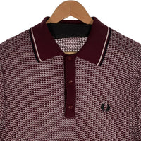 FRED PERRY フレッドぺリー アクリル コットン ニットポロシャツ ボルドー Size 42 福生店