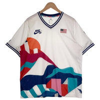 NIKE SB ナイキエスビーUSA V NECK JERSEY QS Tee メッシュ ゲーム 半袖 Tシャツ ホワイト CT6072-100 Size XL 福生店