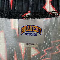 BRAVEST STUDIOS Black Lightning Shorts メッシュ ショーツ ハーフ パンツ ブラック ピンク Size L 福生店