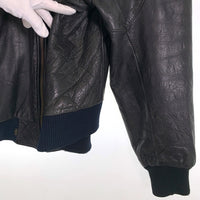 80`s Levi`s リーバイス Leather Jacket レザージャケット ジップアップリブブルゾン ブラック 135周年 Size M 福生店