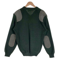 HUNTING WORLD ハンティングワールド Vネック ウールニットセーター ショルダー エルボーパッチ グリーン UK製 Size XL 福生店