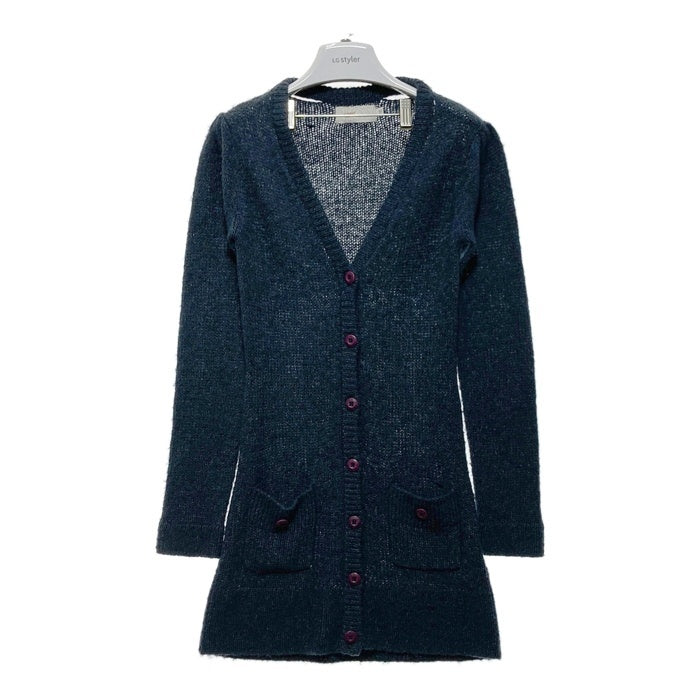 ネイビー 長袖カーディガン ウール混 NAVY ウール混洗える素肌ニット カーディガン メンズ