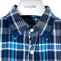 STUSSY ステューシー チェック 半袖シャツ ブルー sizeS 瑞穂店
