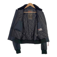 PRADA SPORT プラダスポーツ Shearling Jacket コットン ナイロン 中綿 リブジャケット 襟ボア モスグリーン ブラック SGA560 Size 50 福生店