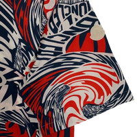 MONCLER モンクレール CAMICIA SHIRTS 総柄プリント ショートスリーブシャツ 袖ワッペン ホワイト レッド ネイビー Size L 福生店