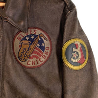 AVIREX アヴィレックス A-2 フライトジャケット アンティークレザー ブラウン パッチ プリント 6121013 Size 42 福生店