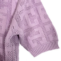 HUF ハフ MONOGRAM JACQUARD ZIP SWEATER モノグラム ジャガードジップセーター 半袖 ラベンダー KN00485 Size M 福生店