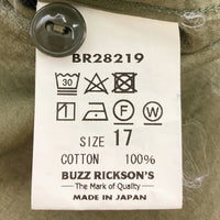 BUZZ RICKSON’S バズリクソンズ BR28219 ユーティリティシャツ N-3 復刻 長袖シャツ USNスタンプ 海軍 カーキ size17 瑞穂店