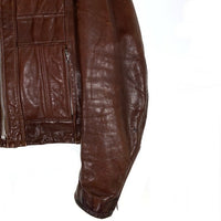 70's~ Schott ショット レザーライダースジャケット ブラウン 襟付 ボアライナー付 USA製 Size 42 福生店