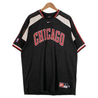 90's~ NIKE ナイキ CHICAGO BULLS シカゴ・ブルズ プルオーバートップス 刺繡 ワッペン ブラック ホワイト レッド Size L 福生店
