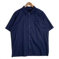 FRESHJIVE フレッシュジャイブ TRABAJERO SHIRT ジップアップ コットンシャツ 半袖 ネイビー ワンポイント刺繡 サザビーリーグ Size L 福生店