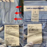 COMME des GARCONS SHIRT コムデギャルソンシャツ 20SS Bomber Sleeve Shirt ボンバースリーブシャツ ストライプ ブルー オリーブ S28050 Size S 福生店