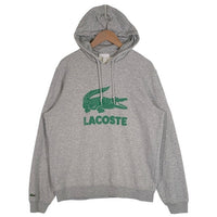 LACOSTE ラコステ ビッグロゴ プルオーバーパーカー フーディー フロッキープリント グレー SH2169 Size US L 福生店
