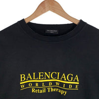 BALENCIAGA バレンシアガ Worldwide Retail Therapy クルーネックスウェットトレーナー ブラック USED/ダメージ加工 676629 TLVA9 Size XL 福生店