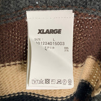 XLARGE エクストララージ STRIPE KNIT CARDIGAN ストライプ ニットカーディガン ジップアップ 101224015003 Size L 福生店