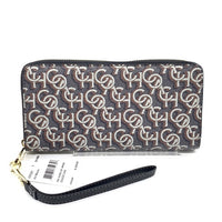 COACH コーチ CF521 PVCレザー ラウンドファスナーウォレット ブラック モノグラムプリント ストラップ 福生店