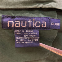 NAUTICA ノーティカ 90s 台湾製 アーム刺繍 リバーシブル フリース 中綿ジャケット グリーン×ネイビー sizeXXL ※色焼けあり 瑞穂店
