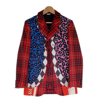 COMME des GARCONS HOMME PLUS コムデギャルソンオムプリュス ドッキング 3B テーラードジャケット マルチカラー チェック レオパード 3重 PF-J007 AD2020 Size S 福生店