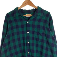 60-70's NATIONAL SHIRT SHOPS オープンカラー フランネルチェックシャツ グリーン Size XL 福生店