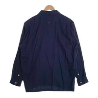 80's STUSSY ステューシー コットン オープンカラーフランネルシャツ プレーン ネイビー USA製 黒タグ Size L 福生店
