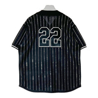 Supreme シュプリーム 22SS Rhinestone Stripe Baseball Jersey ラインストーン ベースボールシャツ ブラック sizeL 瑞穂店