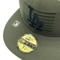 New Era ニューエラ 59FIFTY MLB ロサンゼルス・ドジャース OUR NATION FINEST ベースボールキャップ オリーブ 星条旗 Size 7 3/4 (61.5cm) 福生店