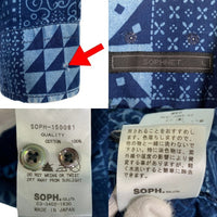 SOPHNET. ソフネット 15SS GEOMETRIC PATTERN INDIGO OXFORD B.D SHIRT ジオメタリックパターン ボタンダウンシャツ インディゴ Size L 福生店