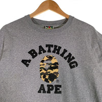A BATHING APE アベイシングエイプ 1ST CAMO COLLEGE TEE カモ カレッジTシャツ プリント グレー Size L 福生店