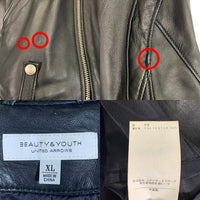 B&Y UNITED ARROWS ユナイテッドアローズ シープスキン レザーダブルライダースジャケット ブラック 1225-199-7243 Size XL 福生店