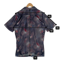 70's Sears シアーズ オープンカラーシャツ 半袖 ポリエステル 総柄プリント ブラック Size L 福生店