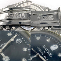 A BATHING APE アベイシングエイプ BAPEX ベイプックス B0708 G073 クリスタルベゼル 黒文字盤 腕時計 シルバー 瑞穂店