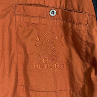 00's~ HARLEY-DAVIDSON ハーレーダビッドソン コットン オープンカラーシャツ 半袖 刺繡 2トーン ブラウン ブラック Size 2XL 福生店