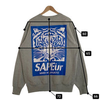 SAPEur サプール U OF S TIGER SWEAT タイガーバックプリント クルーネックスウェットトレーナー グレー Size XL 福生店