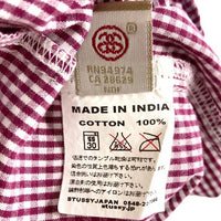 STUSSY ステューシー AUTHENTIC ギンガムチェック 半袖シャツ パープル×ホワイト sizeXL 瑞穂店