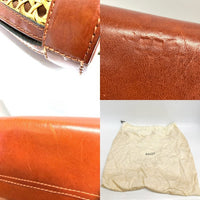 BALLY バリー レザー かごバッグ ストロー バイカラー トートバッグ ブラウン 瑞穂店