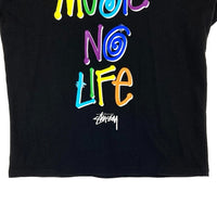 STUSSY ステューシー TOWER RECORDS タワーレコード NO MUSIC NO LIFE Tシャツ ブラック sizeM 瑞穂店