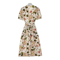 KANEKO ISAO カネコイサオ 薔薇柄ピコフリルロングワンピース ホワイト ピンク size- 瑞穂店