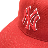 90's New Era ニューエラ MLB ニューヨーク・ヤンキース 59FIFTY ベースボールキャップ レッド ウール USA製 赤刺繡 Size 7 1/8 (56.8cm) 福生店